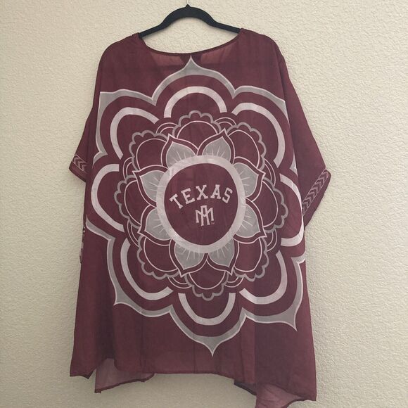 Women’s Texas A &M Sheer Caftan Poncho Tunic Top For Game Day One Size Fits All - Picture 2 of 8